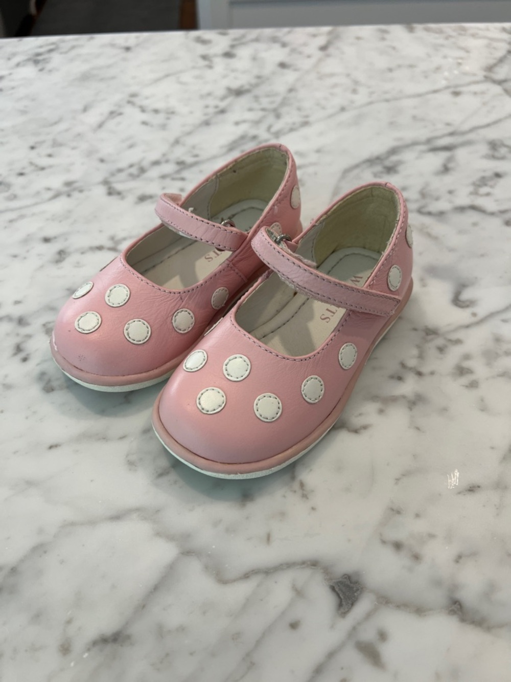 Toddler Pink Mary Jane Dress Shoes with Polka Dot Accents